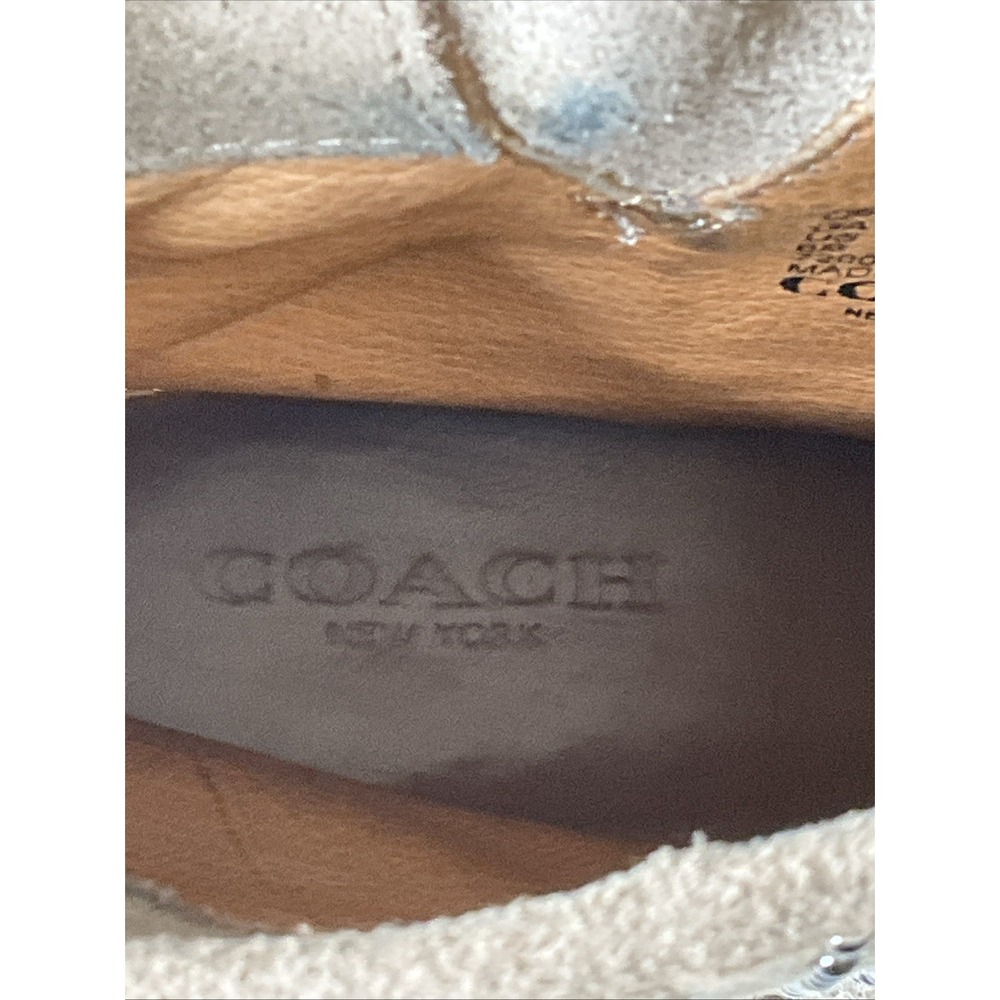 Coach Gates Women's Studded Taupe Gray Suede‎ Moto Combat Buckle Ankle Boots 6B - Picture 12 of 12